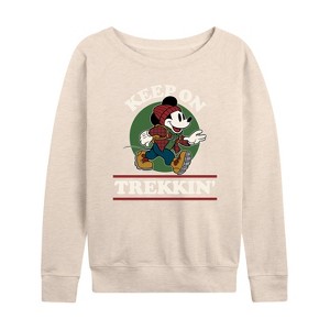 Women's - Disney - Keep On Trekkin Lightweight French Terry Wide Neck Long Sleeve Shirt - 1 of 4