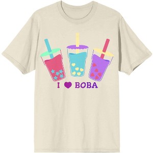Bobadorable I Love Boba Tea Unisex Adult Natural Graphic Tee - 1 of 3