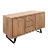 The Urban Port 40" Sideboard Buffet Console with 2 Cabinets Acacia Wood 3 Drawers Black Iron Base Brown/Black - 3 of 4