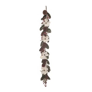 Transpac Foam 60 in. Multicolor Christmas Traditional Garland with Florals - 1 of 2