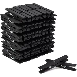 Juvale 100-Count Black Wooden Clothes Pins 4" for Laundry & Decorate Photos/ Pictures/ Postcards, Clothespins for DIY Art Craft Party Favors