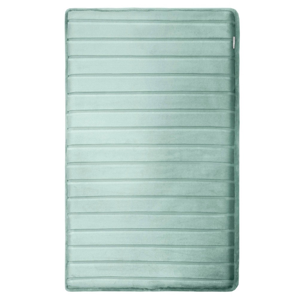 Photos - Bath Mat 21"x34" MICRODRY Modern SoftLux Quilted Striped Memory Foam /Runne