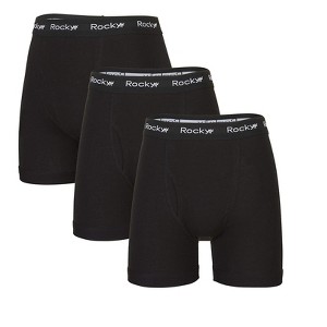 Rocky Men's Boxer Briefs, 3 Pack, Breath-Easy, 95% Cotton Underwear, Tagless - 1 of 4