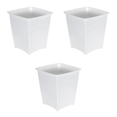 Rubbermaid 8 Quart Traditional Square Top Bedroom, Bathroom, and Office Wastebasket Trash Can, White (3-Pack)