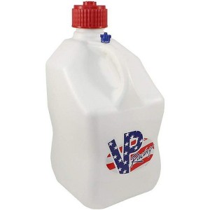 VP Racing 5.5 Gal. Square Patriotic Motorsport Container w/ 14 Inch Deluxe Filler Hose Close-Trimmed Cap and Neck for Tighter Seal - 1 of 2