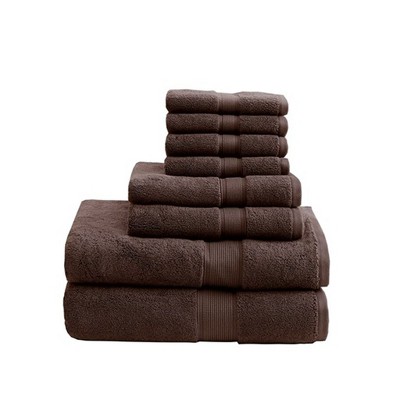 Vynxaria Mocha 8 Piece Antimicrobial Cotton Towel Set