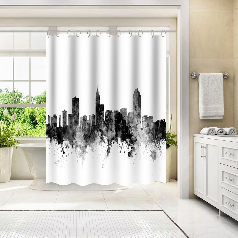 Americanflat 71" x 74" Shower Curtain, Raleigh North Carolina Skyline by Michael Tompsett - Art Pause, 4 of 9