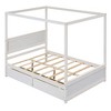 Wood Canopy Bed with two Drawers Full Size Canopy Platform bed With Support Slats .No Box Spring Needed Brushed White - 3 of 4
