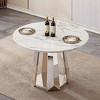 46" Round Dining Table,Modern Kitchen Table with High Gloss Marble Top and Stainless Steel Base for Dining Room,Kitchen - Maison Boucle - 2 of 4