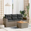 vidaXL Patio Sofa Set with Cushions Outdoor Furniture 4 Piece Poly Rattan - Gray - 2 of 4