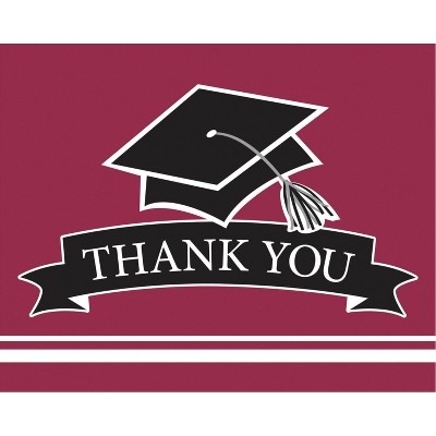 50ct Graduation School Spirit Burgundy Red Thank You Notes