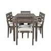 GlasFlength Patio Seating Sets, 6PCS Acacia Wood Dining, Brown, 70.9"*31.5"*29.5" - 4 of 4