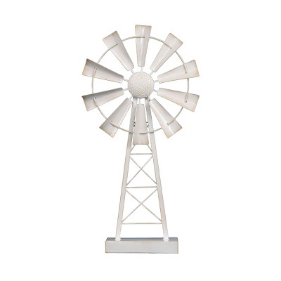 Large White Enamel Metal Windmill Table Decor - Foreside Home & Garden