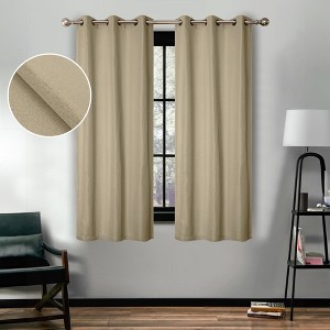 Classic Linen Design Room Darkening Semi-Blackout Curtains, Set of 2 by Blue Nile Mills - 1 of 4