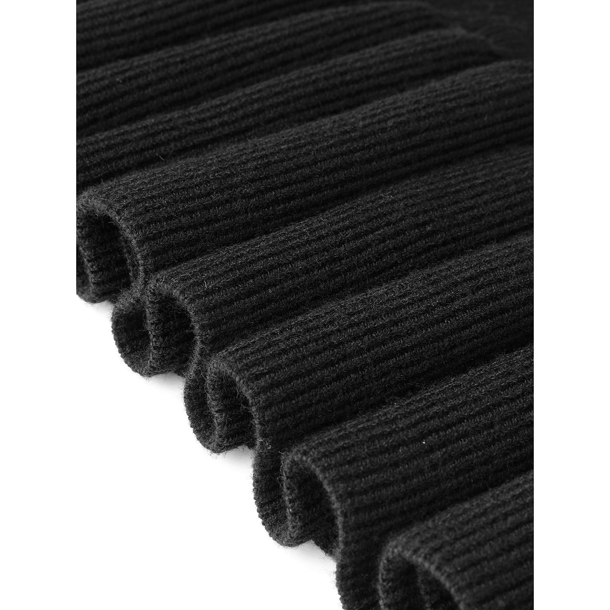 Женские платья INSPIRE CHIC Women's Sleeveless Ruffle Hem Ribbed Knitted Mini Bodycon Sweater Dress Black Large — фото 5