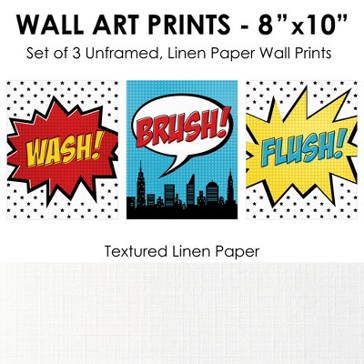 BAM! Superhero Comic Themed Bathroom Wall Art Set