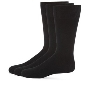Memoi Men's 3 Pair Pack Bamboo Blend Flat Knit Socks Black 10-13 - 1 of 2