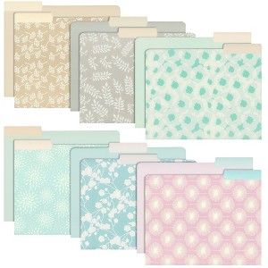 Juvale 12-Pack Pastel Decorative File Folders for Women, Pretty Classroom Supplies, Office, Letter Size, 1/3 Cut Tabs, 12 Designs, 11.5x9.5 In - 1 of 4