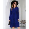 Women's Fall Long Sleeve Dresses Casual Boho Ruffle Neck Tiered A Line Flowy Wedding Guest Midi Dress - 3 of 4