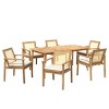7 Piece Outdoor Dining Set with Cushions,Acacia Wood Patio Dining Set for 6,Rectangular 1 Patio Dining Table and 6 Chairs for Garden-Cuddlewood - 2 of 4