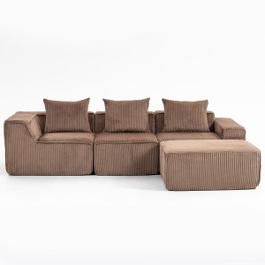 Resenkos Modular Sofa Set, Flexible & Expandable, Sectional Couch for Living Room, Easy Assembly And Space-Saving Design, Corduroy, Gray - 1 of 4