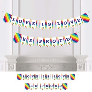 Big Dot of Happiness Love is Love - Pride - Rainbow Party Bunting Banner - Party Decorations - Love is Love Be Proud - 1 of 4