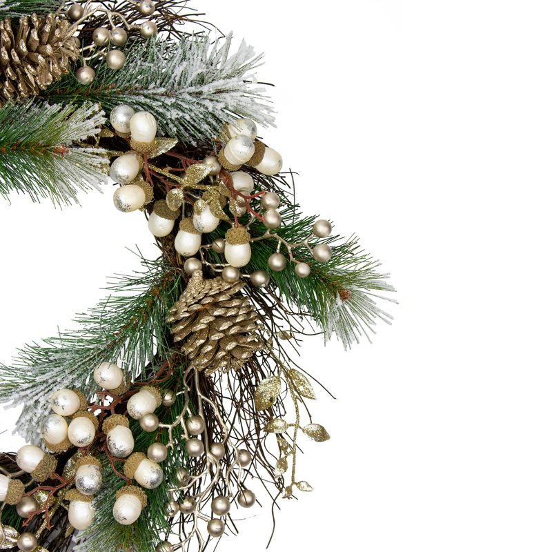 Northlight Acorn and Pine Cone Flocked Pine Needle Artificial Christmas Wreath - 22-Inch, Unlit, 4 of 11