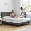 Dark Gray Platform Bed with Fabric Upholstered Headboard & No Box Spring Needed - 4 of 4