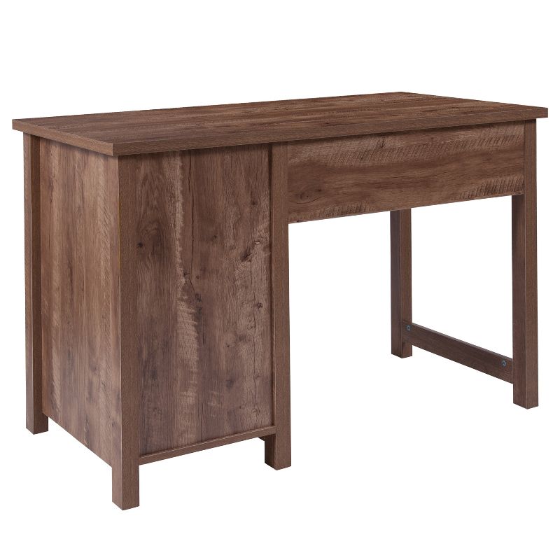 Emma and Oliver Crosscut Oak Wood Grain Finish Computer Desk with Metal Drawers, 4 of 6