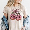 Sweet and Spooky Poison Cherries Halloween T-Shirt, Coquette Skulls Tee Natural L - 4 of 4