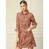 INSPIRE CHIC Women's Buttoned Flap Pockets Short Leopard A-line Dress - 2 of 4