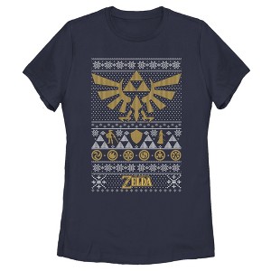 Women's Nintendo Ugly Christmas Legend of Zelda Triforce T-Shirt - 1 of 4