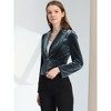 INSPIRE CHIC Women's 1 Button Lapel Collar Business Office Crop Suit Velvet Blazer - 2 of 4