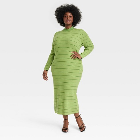 Green and hotsell black striped dress