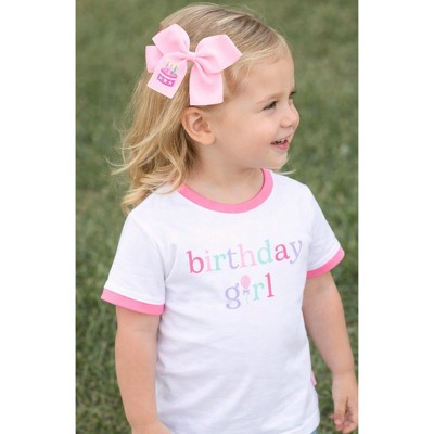 Bits & Bows Kids Birthday Girl Crewneck T-Shirt, White 5/6 — фото 3