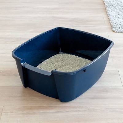Jumbo Navy Blue High-Sided Cat Litter Box with Scoop