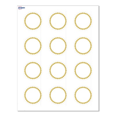 Avery® Labels, 2" Diameter, Gold Beads, Matte White, 120ct