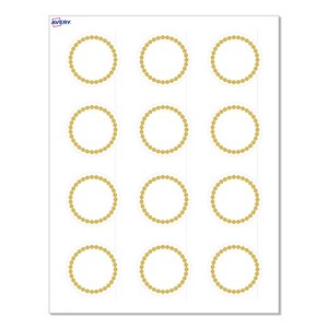 Avery® Labels, 2" Diameter, Gold Beads, Matte White, 120ct - 1 of 4