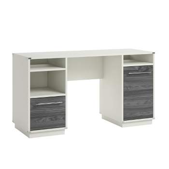 Vista Key 1Drawer Desk Misted Elm - Sauder: Coastal Style, File Storage, Adjustable Shelves, Laminated Surface