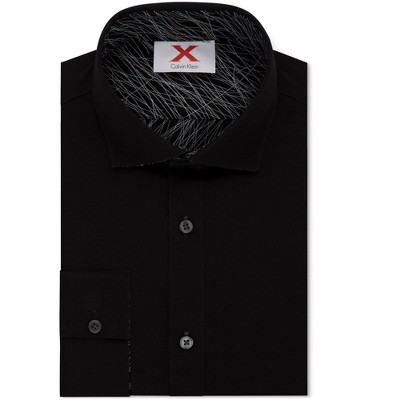 Calvin Klein Mens Reversable Button Up Shirt, black, S Neck