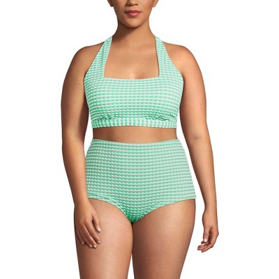 Swimsuits For All Women's Plus Size Lace-up Bikini Top - 8, Green