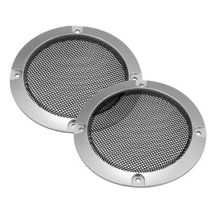 Unique Bargains Round Mesh Trim Subwoofer Grille Horn Speaker Protective Cover Silver Tone 2 Pcs - 1 of 4