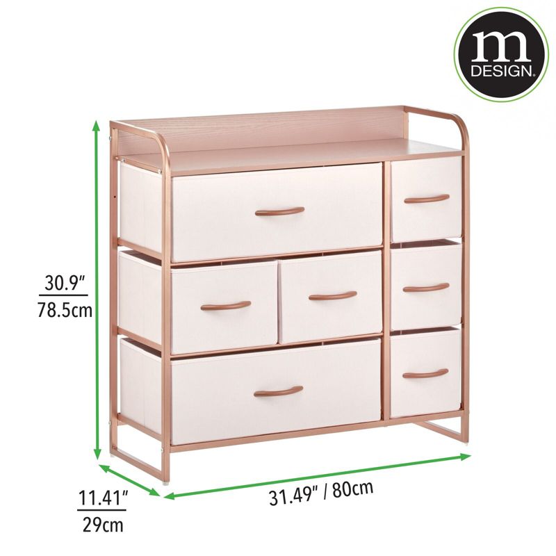 mDesign Large Storage Dresser Furniture with 7 Fabric Drawers, 3 of 10