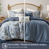 Sapphtopaz 7PCS Comforter Set Farmhouse Retro Floral Print & Reversible Quilt Slub Texture Bedding Set with Euro Bows&Buttons Pillows, Blue - 3 of 4