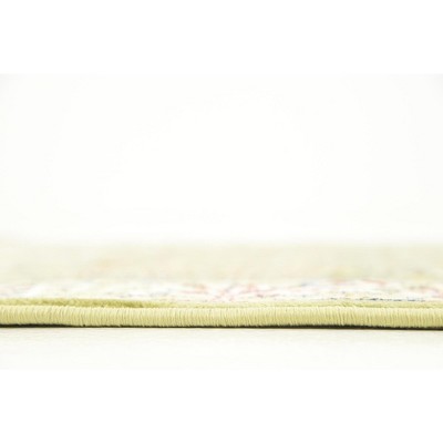 Green Rectangular Persian-Style Stain-Resistant Area Rug