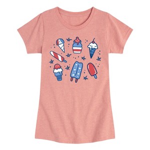 Girls' - Instant Message - Fourth Of July Ice Cream Fitted Short Sleeve Graphic T-Shirt - 1 of 4