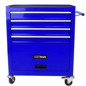 Belatt 4-Drawer Mobile Tool Cart with Locking Wheels - Ball-Bearing Drawers, Powder-Coated Steel, 15KG/Drawer Capacity - 1 of 4