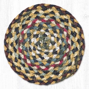 Earth Rugs Fir/Ivory Jute Large Coaster – 7" Round Braided Table Mat, Farmhouse Country Style - 1 of 3