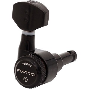 Graph Tech Ratio 7-In-Line Electric Locking Tuning Machine Heads With Staggered Posts Black 7 String - 1 of 1