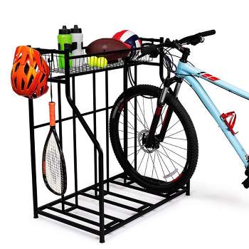 BirdRock Home 3-Bike Stand Rack with Storage - Black
